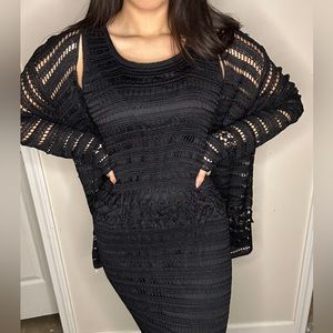 Women’s Black knit maxi dress and matching knit sweater/ duster. Small